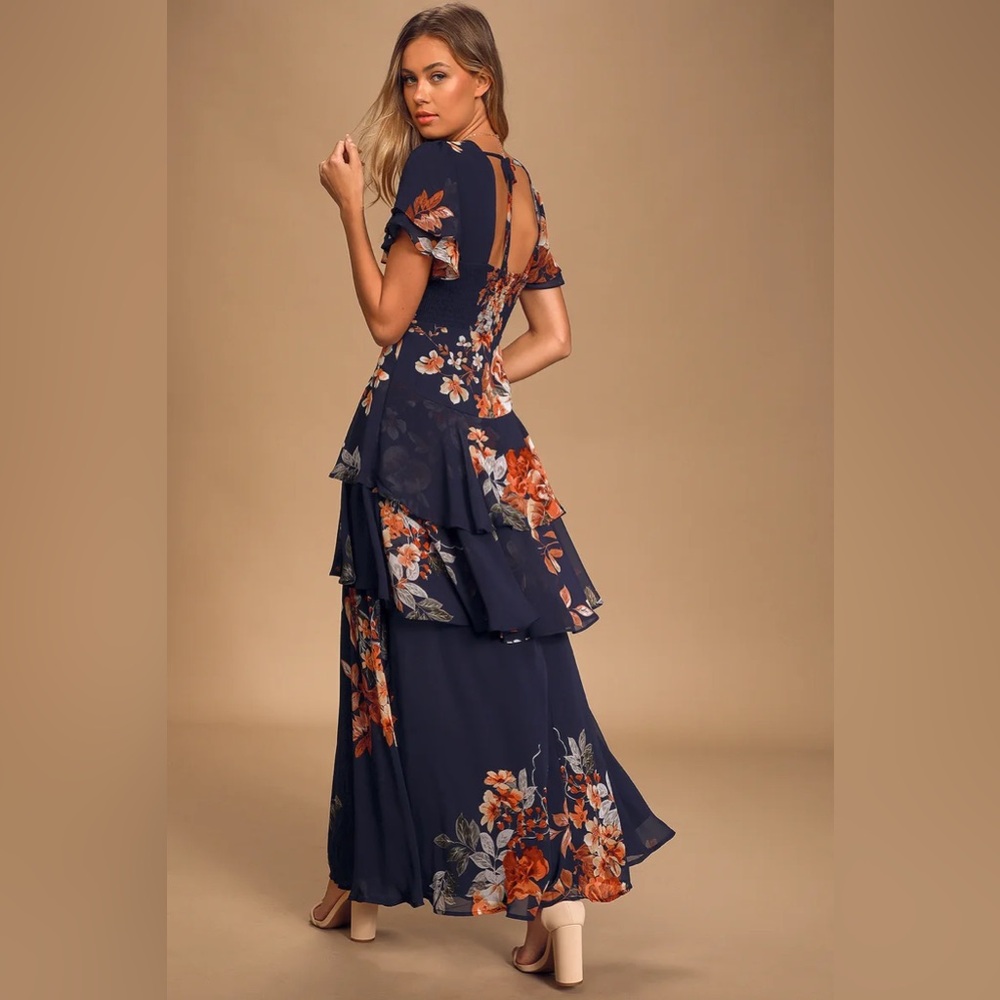 NWT Lulus Midnight mood tiered maxi dress - Picture 3 of 4